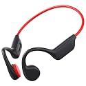 GZCRDZ IPX8 Waterproof Bone Conduction Headphones X7s Bluetooth 32GB MP3 Swim Sports Wireless Earphone with Mic HiFi Bass Music Stereo (Red)
