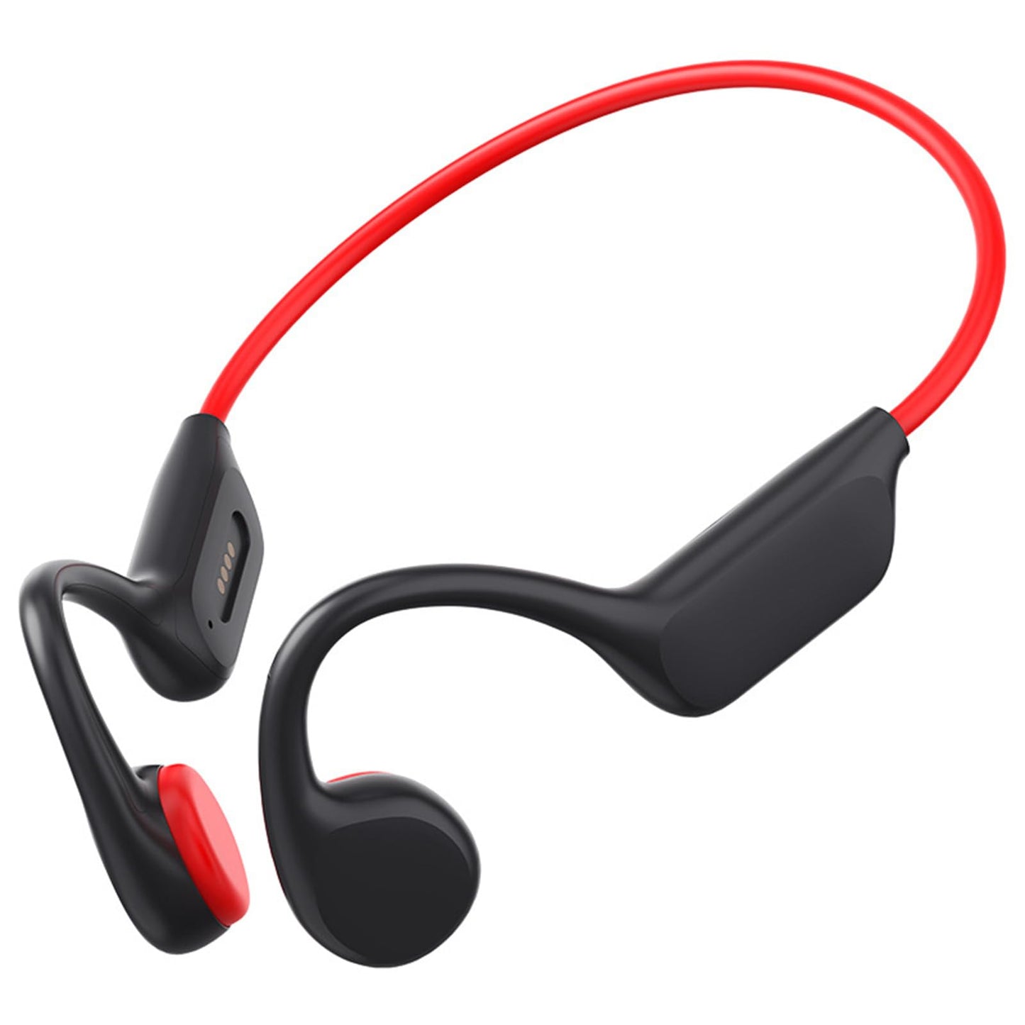 GZCRDZ IPX8 Waterproof Bone Conduction Headphones X7s Bluetooth 32GB MP3 Swim Sports Wireless Earphone with Mic HiFi Bass Music Stereo (Red)