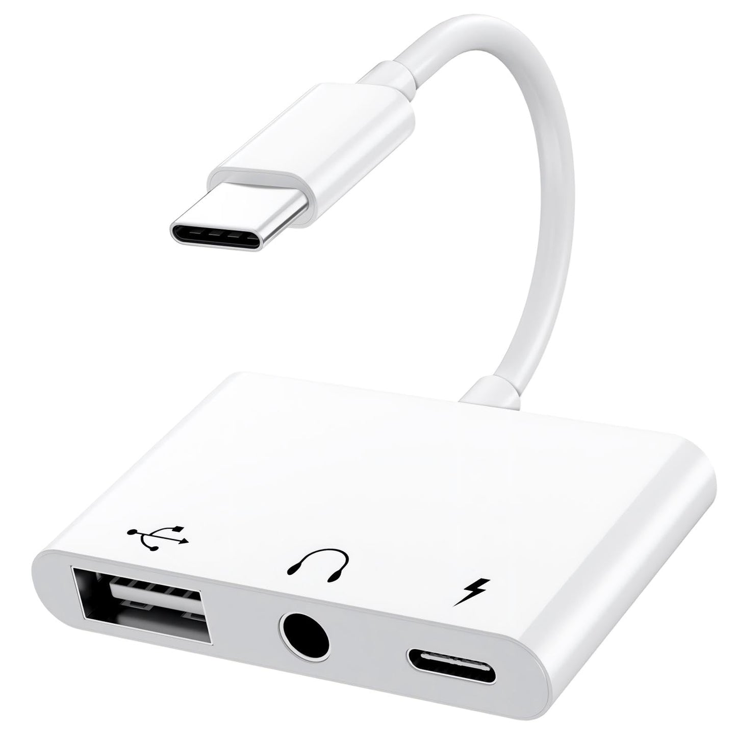 USB C to USB Adapter with 3.5mm Headphone Jack and 60W PD Fast Charging, OTG Cable Adapter, Type C to Audio Splitter for i-Phone 17/16/15 Sam-sung