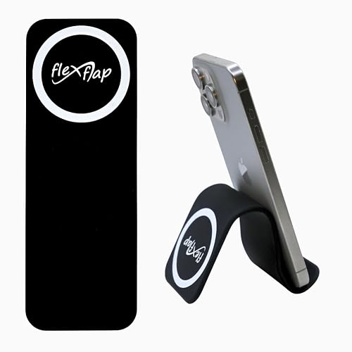 Flex Flap Mag Safe Phone Stand Airplane Travel Essentials for Flying Cell Phone Holder with Mag Safe Magnet & Flexible Silicone Stand for Desk