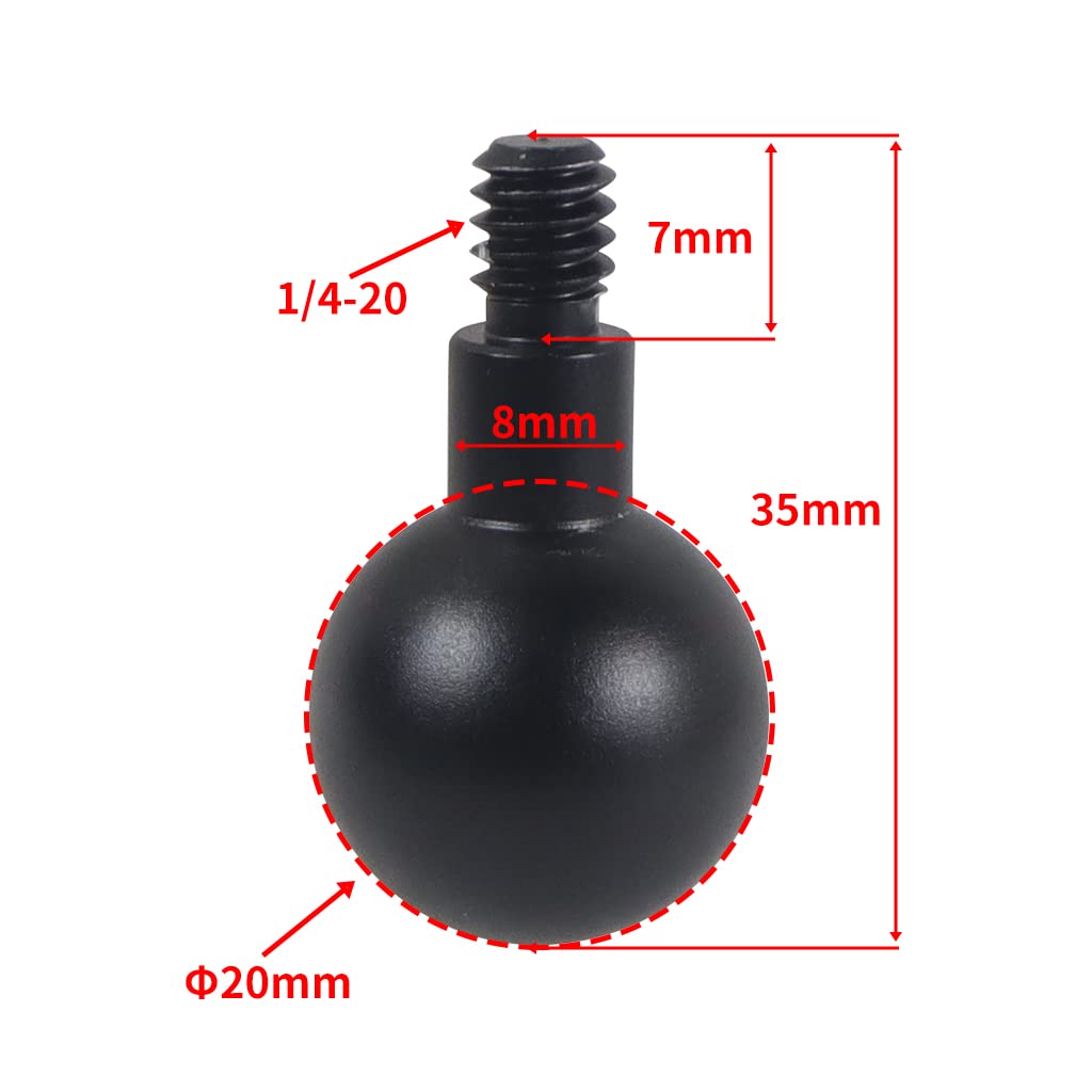 FEICHAO 20mm Ball Head to 1/4 Screw Adapter Mount for Camera Photography Conversion Accessory (35mm)