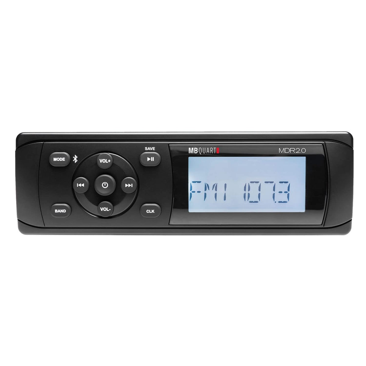 MB Quart MDR2.0 160 Watt Single DIN Marine Grade Digital Source Receiver Radio with AM/FM/Weather Band, Bluetooth, and USB Connection