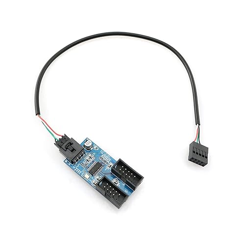 ZYAMY 9 Pin Internal USB Splitter Cable USB2.0 Connector Port 1 Male to 2 Female Extension Connector Adapter Port Multiplier