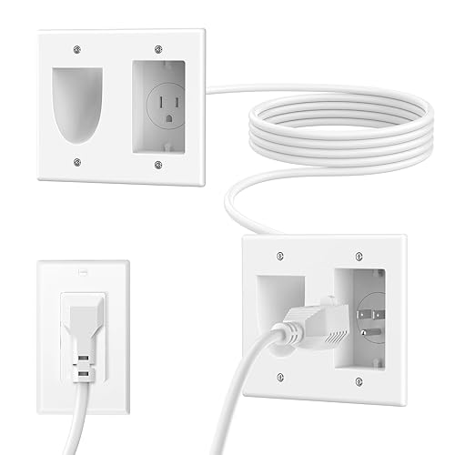 in Wall Cable Management Kit for Wall,Hide Cords Wall Mounted TV,Power Bridge Wall Kit for TV,Recessed Outlet for Organizing Cables Behind
