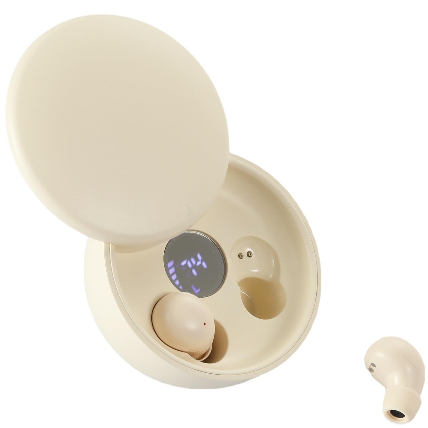 Honcas Mini Invisible Bluetooth Earbuds, Wireless for Small Ears (Beige)