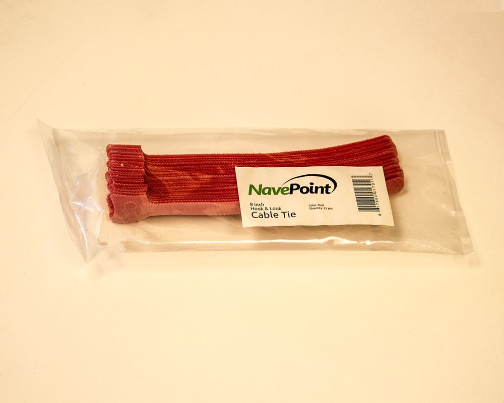 NavePoint 8 Inch Hook and Loop Reusable Strap Cable Cord Wire Ties 50 Pack Red