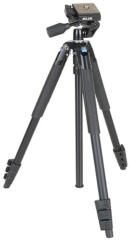 Slik Sprint PRO III Travel Tripod w/SH-704E 3-Way Pan Head for Mirrorless/DSLR Sony Nikon Canon Fuji Cameras and More - Black (611-887)