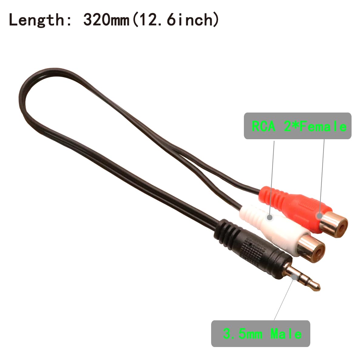 ZJKJHJY 3.5mm Female to 2 RCA Male Stereo Audio Y Cable 2-Pack, for Smartphones, MP3, Tablets, Home Theater 12 Inch