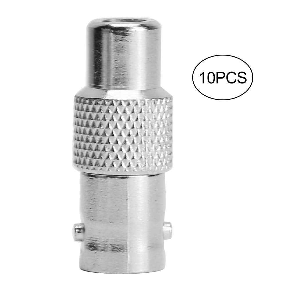 Dioche 10 Pcs Female to BNC Female Connector Adapters for Audio Video CCTV Camera Equipment