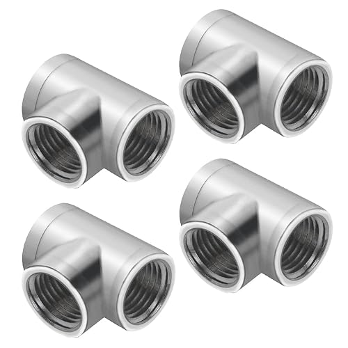 BXQINLENX Silver Chrome G 1/4" Threaded 3 Way Fitting for Computer Water Cooling System(4 PCS)