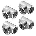 BXQINLENX Silver Chrome G 1/4" Threaded 3 Way Fitting for Computer Water Cooling System(4 PCS)