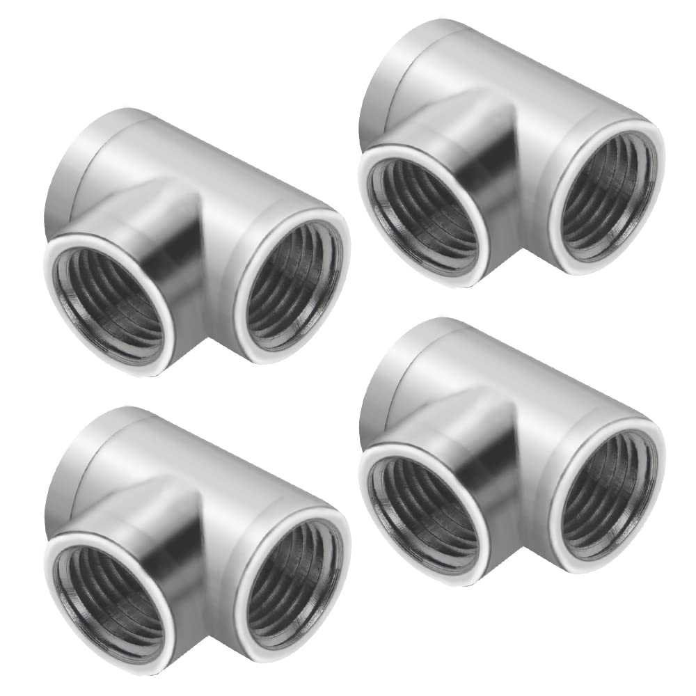 BXQINLENX Silver Chrome G 1/4" Threaded 3 Way Fitting for Computer Water Cooling System(4 PCS)