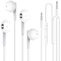 2 Pack 3.5mm Wired Headphone Plug, in-Ear Earphones, Earbuds Noise Isolating with Built-in Microphone & Volume Control Compatible with iPhone 6s 6