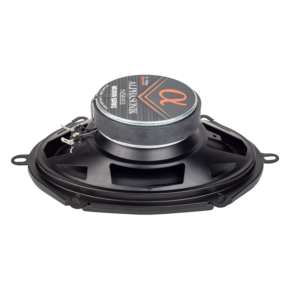 Alphasonik 1 Pair of NS683 Neuron Series 6x8/5x7 (360 Watts Max for The Pair) 180 Watts Max Per Speaker 3-Way Full-Range Car Audio Speaker with PEI Dome Tweeter Polypropylene Cone