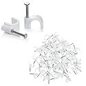 Kable Kontrol Cable Clips with Steel Nails - 7mm - 100 Pcs/Pack - White - UV Stabilized Circle Wire Clips Cable Holder for Cable Management, Wall