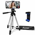 Acuvar 50” Phone Tripod with Holder - Lightweight Aluminum Tripod Stand for iPhone & Android, Camera & Vlogging, Travel Tripod with Carry Bag
