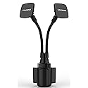 CAVIANA Dual Phone Holder for Car Cup Holder - Long Flexible Neck, 360° Rotatable Car Phone Mount - Adjustable Cell Cup Holder, Universal Size Fits 2