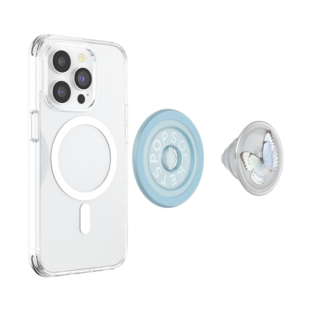 PopSockets Phone Grip for MagSafe, Magnetic Holder, Phone Stand, Butterfly - Whisper Moth
