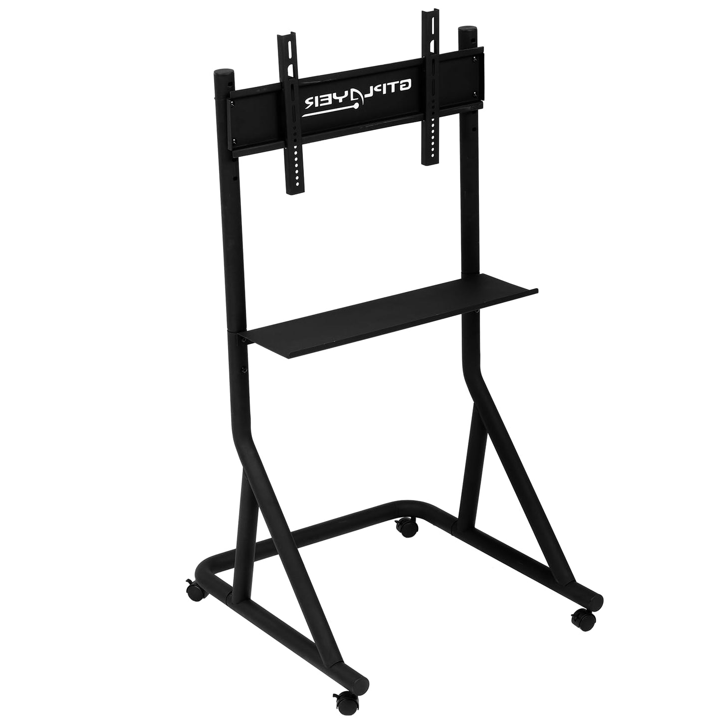GTPLAYER Monitor Stand Mobile TV Stand with Adjustable Height for 32-65 Inch Display TV Mount Fit for Racing Wheel Stand, Racing Simulator Cockpit