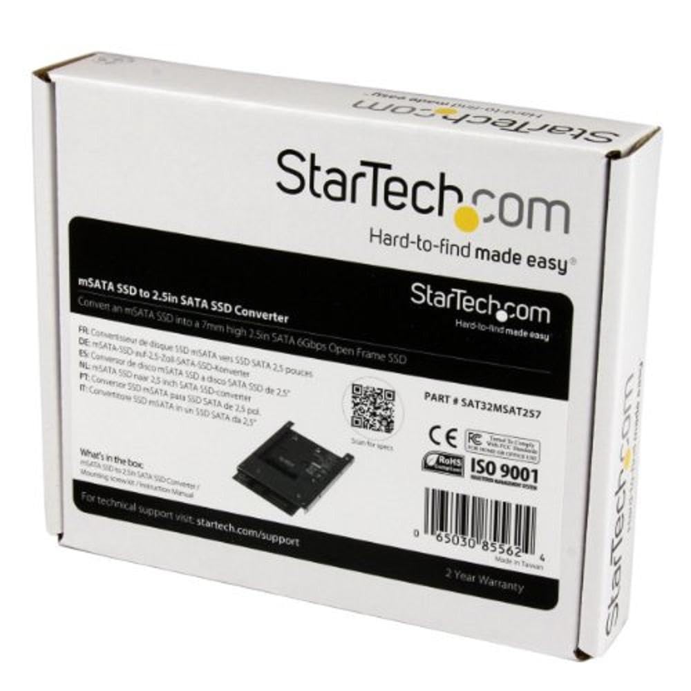 StarTech.com mSATA SSD to 2.5in SATA Adapter Converter - mSATA to SATA Adapter for 2.5in bay with Open Frame Bracket and 7mm Drive Height , TAA