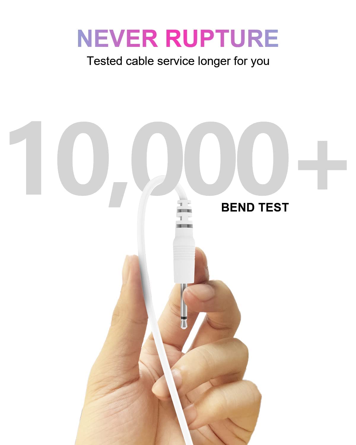 Bicmice USB DC Charging Cable 2.5mm DC Charger Cord 2.7Ft Replacement for Massager-3 Pack(White)