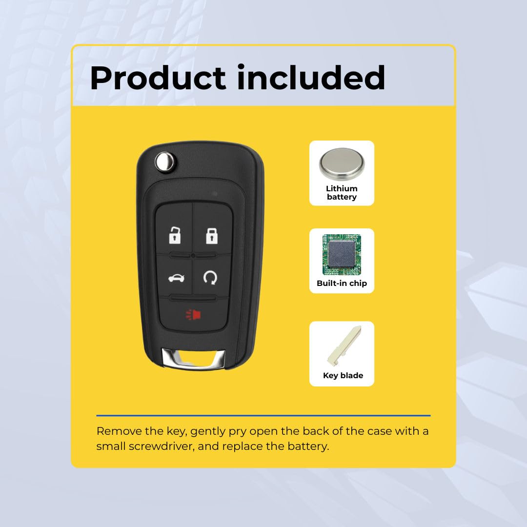 KEYS4LESS Replacement Flip Key Fob for Impala 2017 FCC OHT01060512 Part Number 13504199 13574863 13504259 13504204