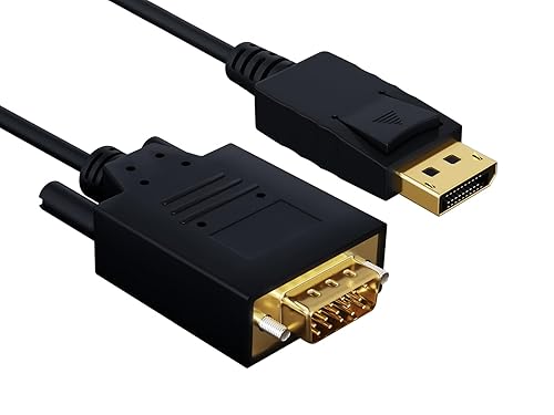 Cable Leader 28 AWG Gold Plated Premium DisplayPort to VGA Male to Male Cable with Latches (15 Foot (1 Pack))