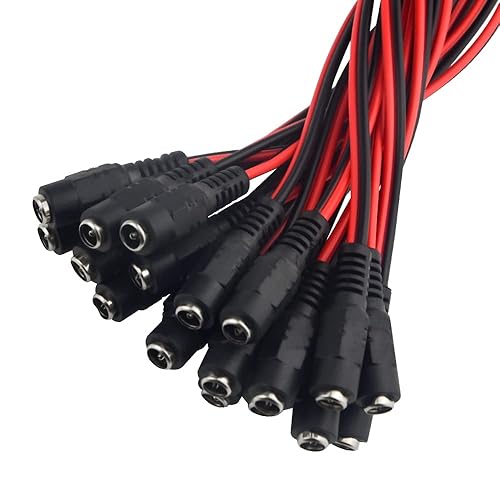 WMYCONGCONG 20 PCS DC Power Pigtail Cable Female Connector 2.1x5.5mm for CCTV Security Camera and Lighting Power