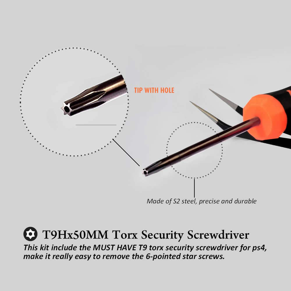 Cleaning Repair Tool Kit for PS4 PS5, TECKMAN TR9 Torx Security Screwdriver with PH00 PH0 PH1 Phillips Screwdriver Set for Sony Playstation 4,5
