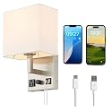 HomeFocus Bedside Wall Light,Wall Lamp,Wall Sconces for Bedside,Nickel.