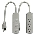 Uninex PS28U Compact Grounded 3-Outlet Power Strip, UL Listed, 1-Foot, 2-Pack