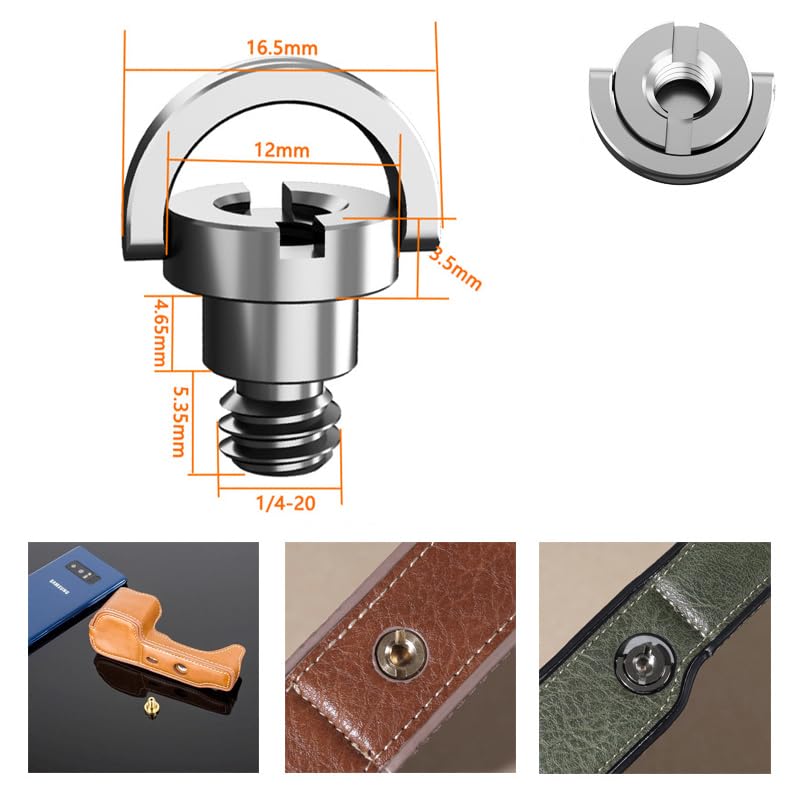 ThtRht 2 Pack Camera Bottom Screw Extender Replacement D-Ring Male to Female 1/4 inch Thread Mount Screws Adapter for Leather Half Case Cover Half