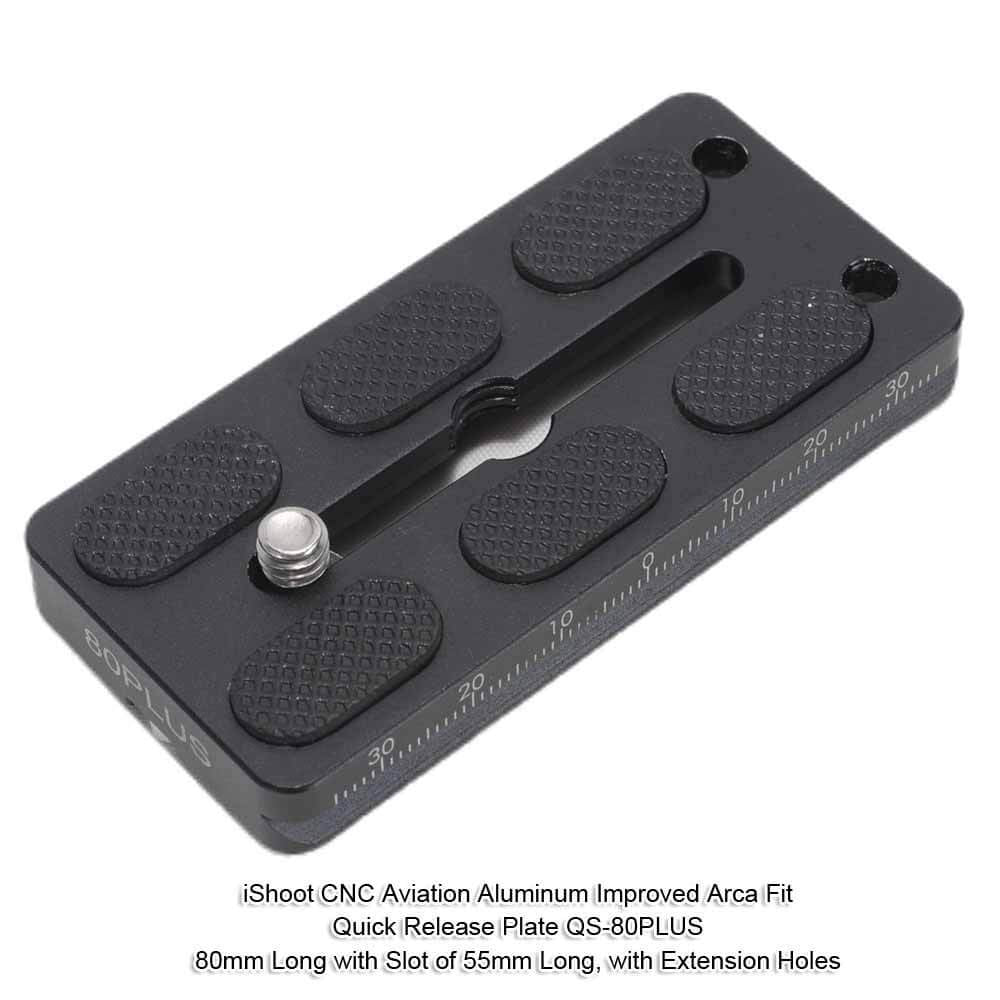 iShoot 80mm Quick Release Plate for Large Camera Body with Battery Grip, Compatible with Canon EOS 1D 1Ds 1DX Series, Nikon D1 D2 D3 D4 D5 D6 Series