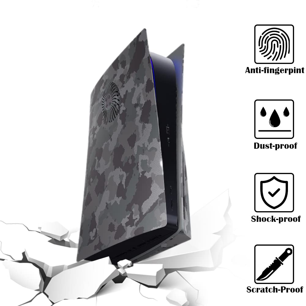Plate for ps5 Faceplate Case with Cooling Vents Cover Replacement Plate for PS5 Disc Edition Hard Shell Faceplate Camouflage Skin Cover Plates ABS