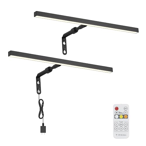 Pasoar 2 Pack Picture Lights for Paintings Plug in, 16" 4W Adjustable LED Picture Light Art Light with Timer, Remote Control Gallery Wall Light