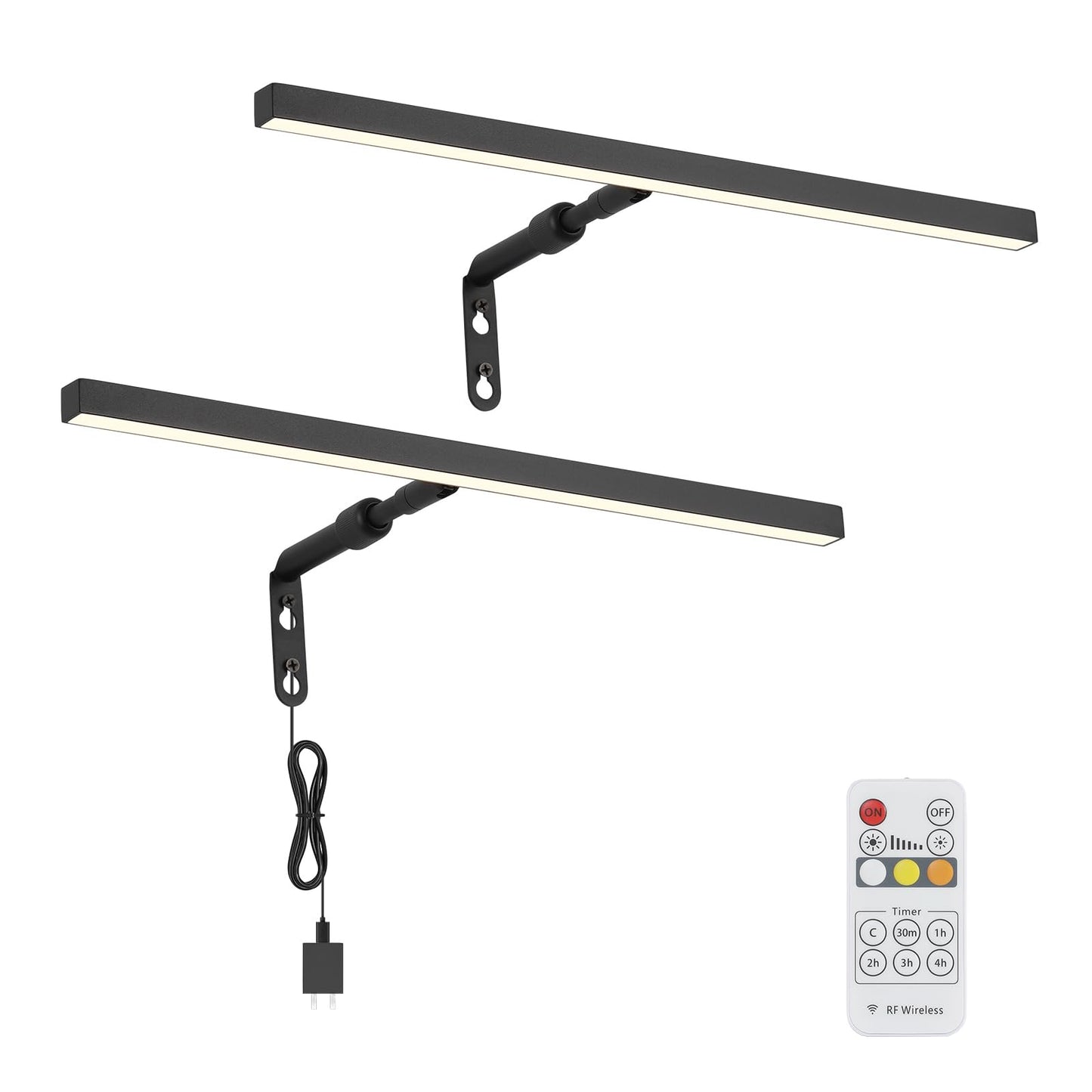 Pasoar 2 Pack Picture Lights for Paintings Plug in, 16" 4W Adjustable LED Picture Light Art Light with Timer, Remote Control Gallery Wall Light