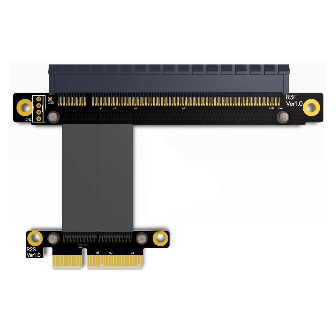 ADT-LINK PCI-E x4 x16 Extension Riser 16x 4X PCIe3.0 GTX1080Ti Graphics SSD RAID Card Extender Conversion Cable Angled 1U PCI-Express (15CM)