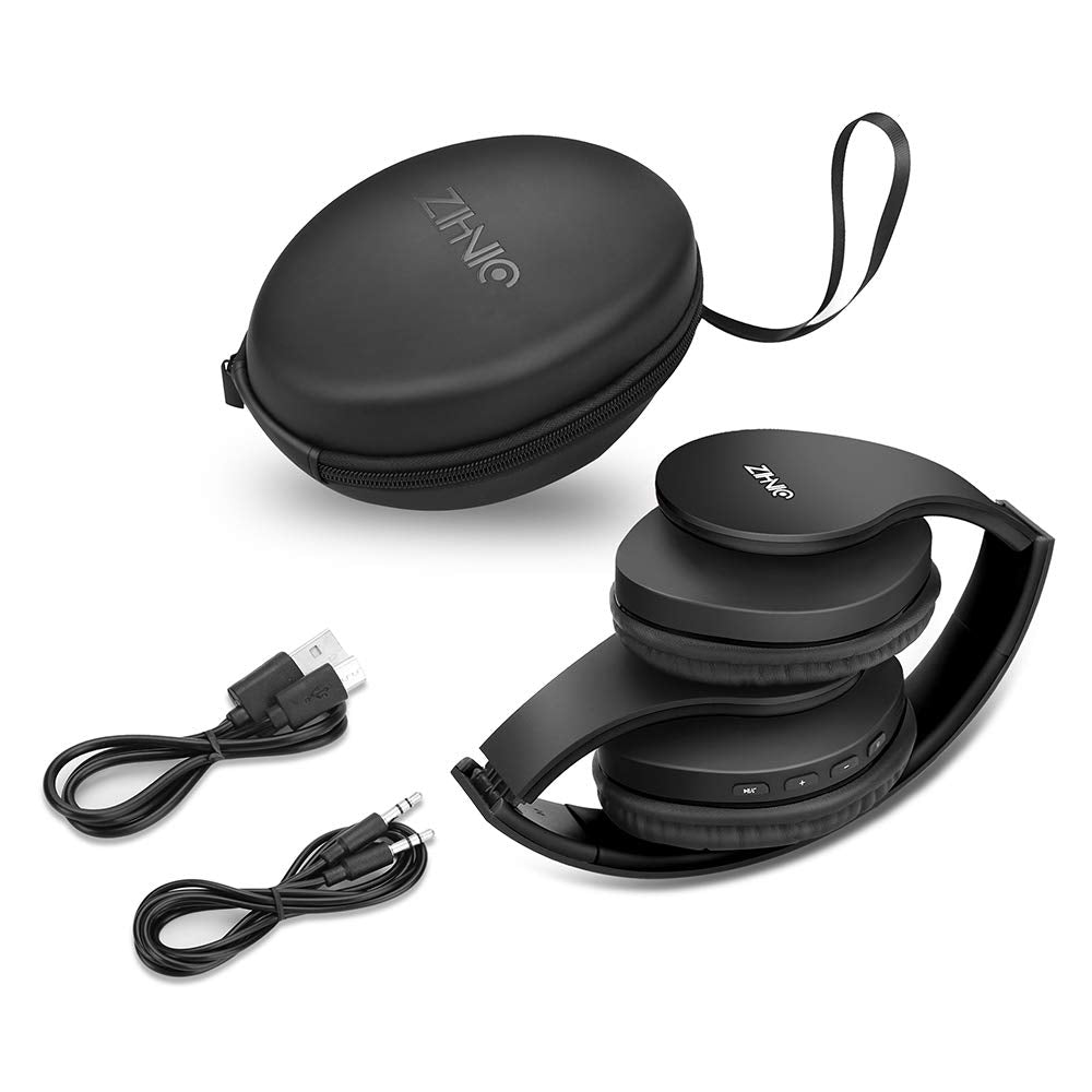 ZIHNIC Bluetooth Headphones Over-Ear, Foldable Wireless and Wired Stereo Headset Micro SD/TF, FM for Cell Phone,PC,Soft Earmuffs &Light Weight…