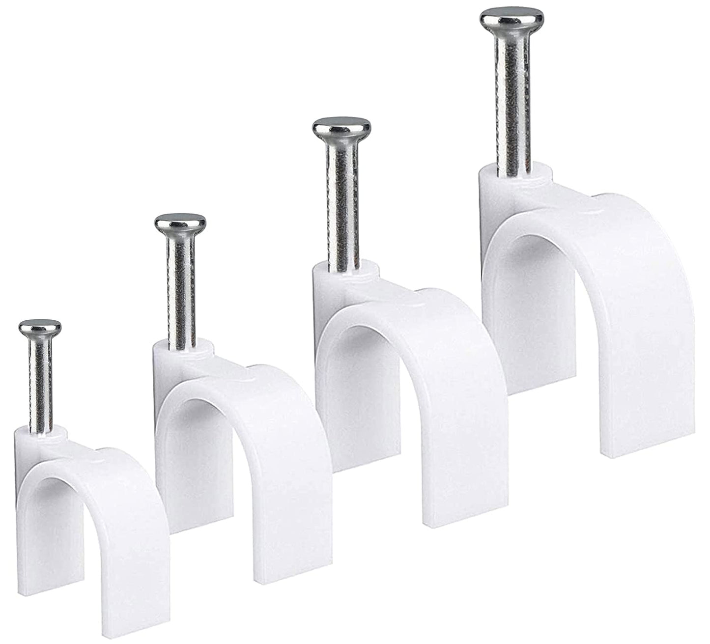 Round Cable Wire Clips, RG6/RG59/CAT5/CAT6/RJ45 Electrical Ethernet Dish TV Speaker Wire Cord Tie Holder, Single Coaxial Nail Clamps (6mm + 8mm + 10mm