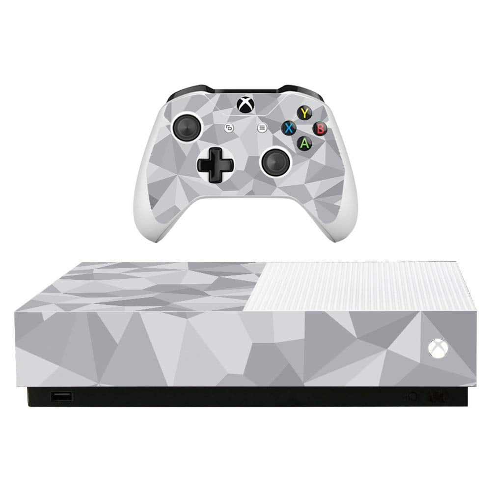 MightySkins Skin for Microsoft Xbox One S All-Digital Edition - Gray Polygon | Protective, Durable, and Unique Vinyl Decal wrap Cover | Easy to Apply