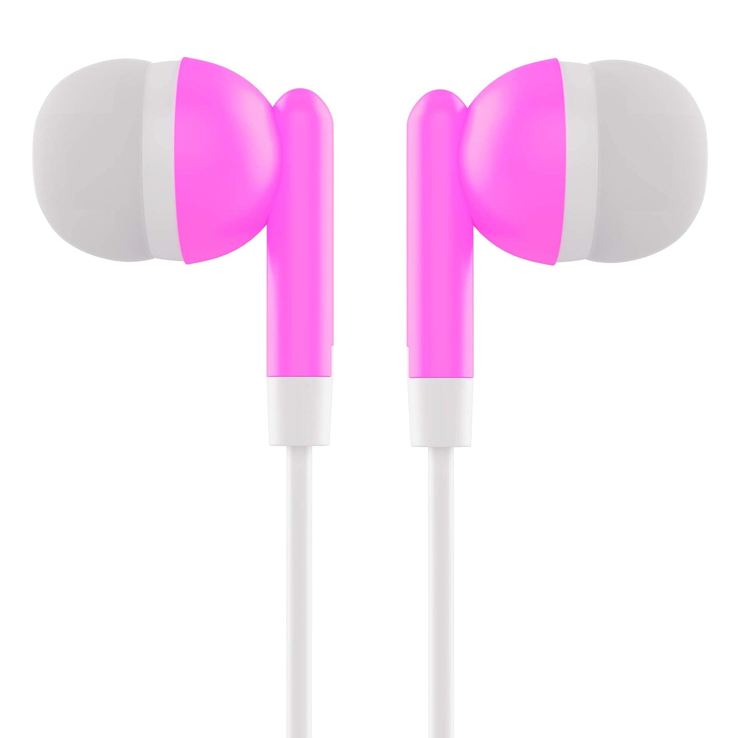 Maeline Bulk Earbuds with 3.5 mm Headphone Plug - 20 Pack - Pink