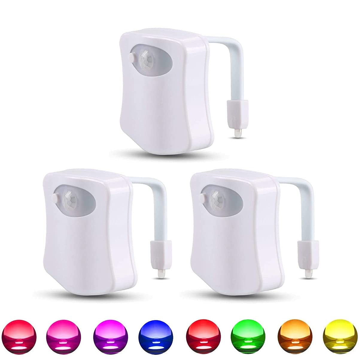 BSASHF 3 Pack Color Changing Toilet Night Light Motion Sensor Led Toilet Motion Activated Led Washroom Night Lamp(8 3)