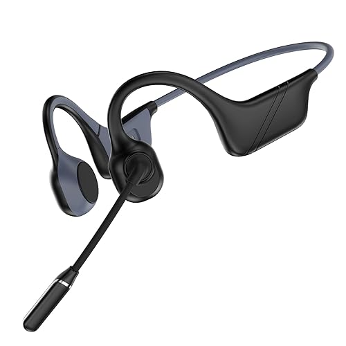Bone Conduction Headphones with AI Noise-Canceling Mic, Double-Tap Mute, Bluetooth 5.4 Dual Device, Open-Ear Safe for Truck Drivers, All-Day Comfort…