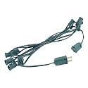 Novelty Lights 10 Foot C7 Outdoor String Light Christmas Stringer - Patio String Lights - Candelabra Base (C7/E12) - 12" Spacing - Green Wire