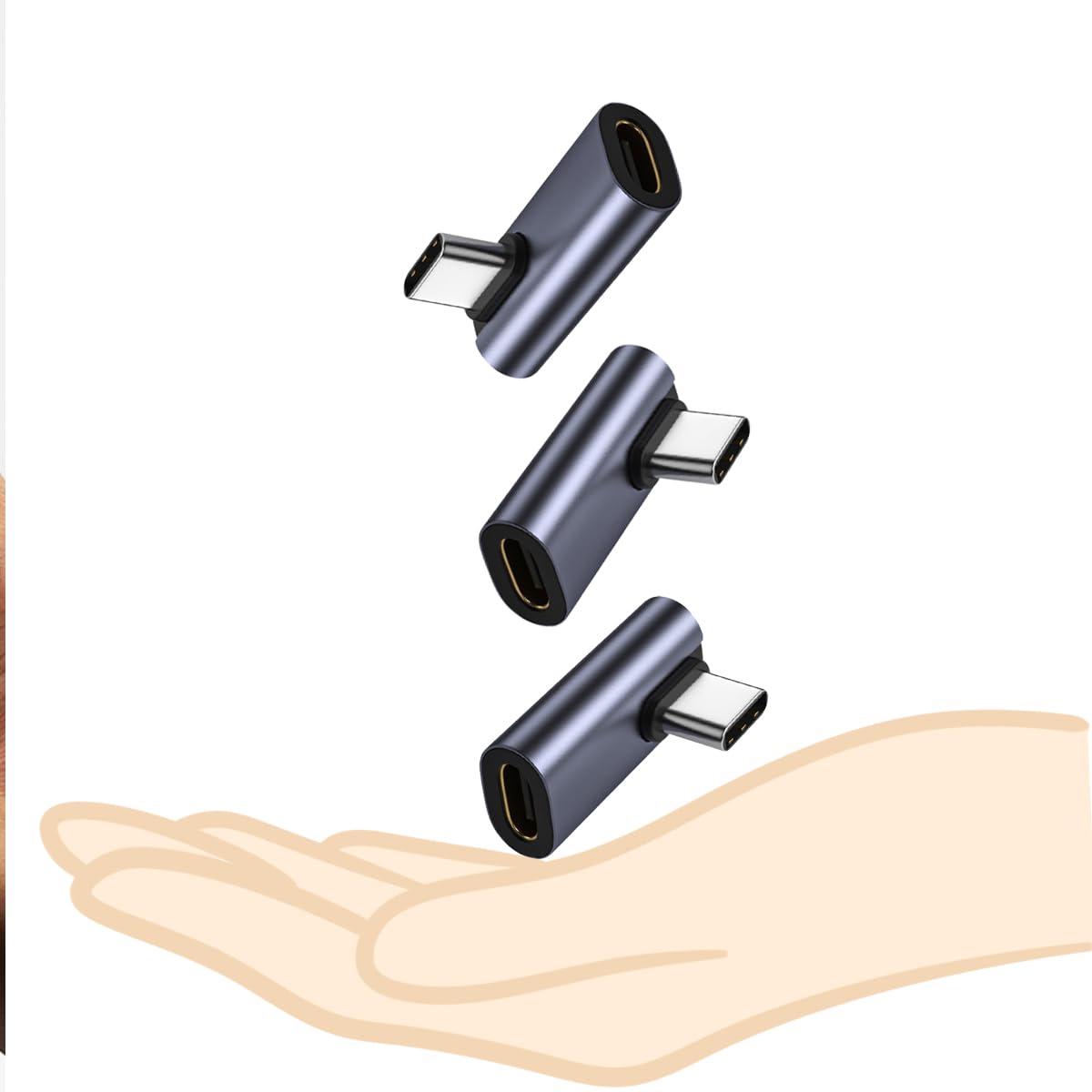 ZJKJHJY Type C Right Angle Adapter Type-C 90 Degree Male to Female Adapter Support 8K@60Hz Video 100W Fast Charging 40Gbps Data Transfer for USB-C…