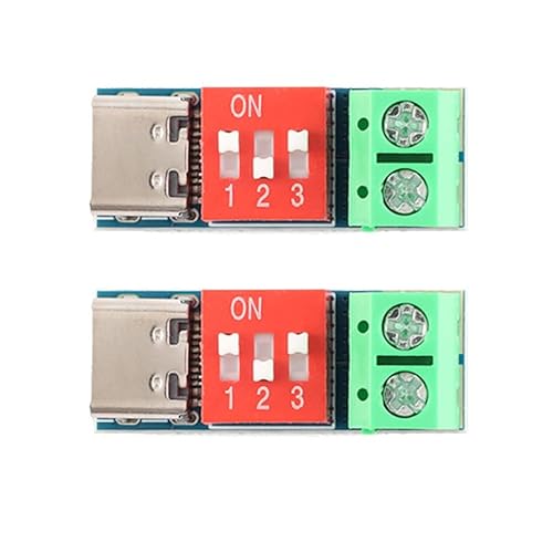 Mini PD Sink PD3.0/2.0, BC1.2 DC-DC Buck Converter Adjustable Power Supply Module 24V to 20V 15V 12V 9V 5V (2 Pack).
