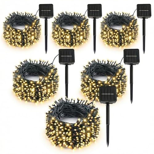 SyouHome 6 Pack Solar String Lights Outdoor, 600 LED Extra-Long 236Ft Solar Lights Outdoor with 8 Lighting Modes, IP65 Waterproof for Garden, Patio