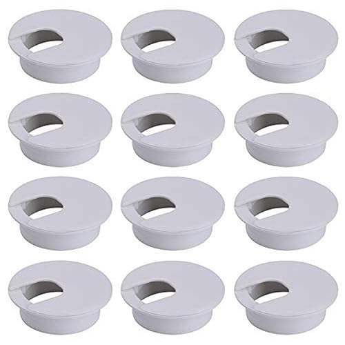 12 Pcs 1.38 Inch / 35mm Plastic Desk Cord Cable Hole Cover Grommet Computer Cable Hole Cover Plug Cap White