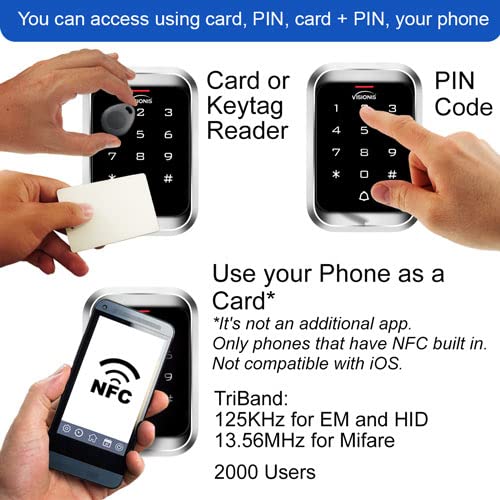 Visionis FPC-5456 One Door Access Control Electric Strike Fail Safe And Fail Secure Adjustable 770lbs + Outdoor Keypad/Reader Standalone With Mini