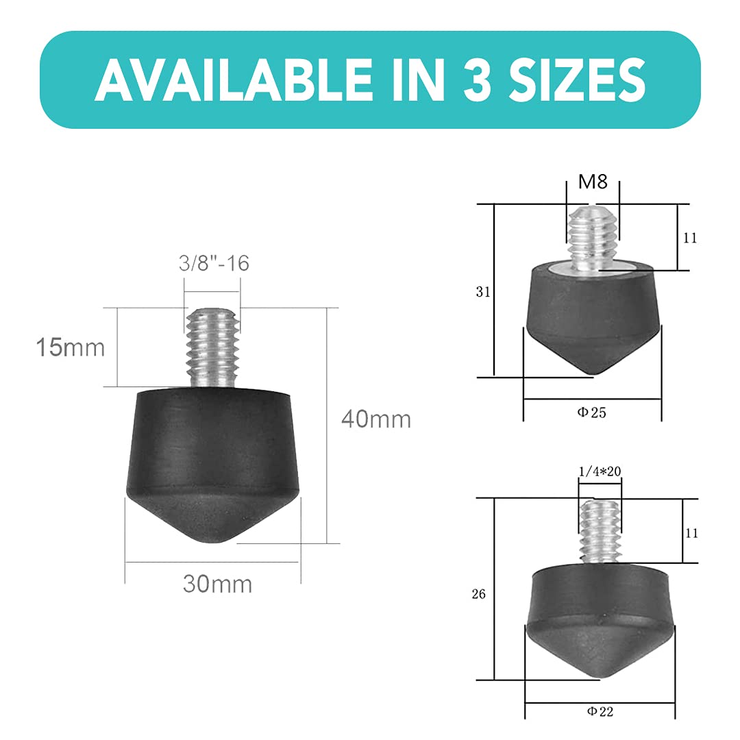 Foto&Tech 3 Pieces Universal Anti Slip Rubber Tripod Feet Compatible with Benro Gitzo Induro Kingjoy Manfrotto, Thread Tripod Foot Replacement